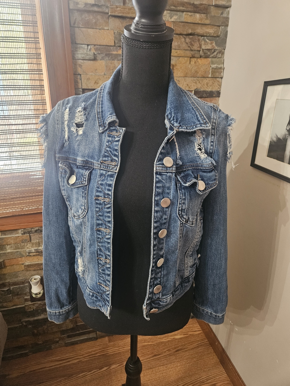 Ashley Mason Distressed Blue Denim Jacket